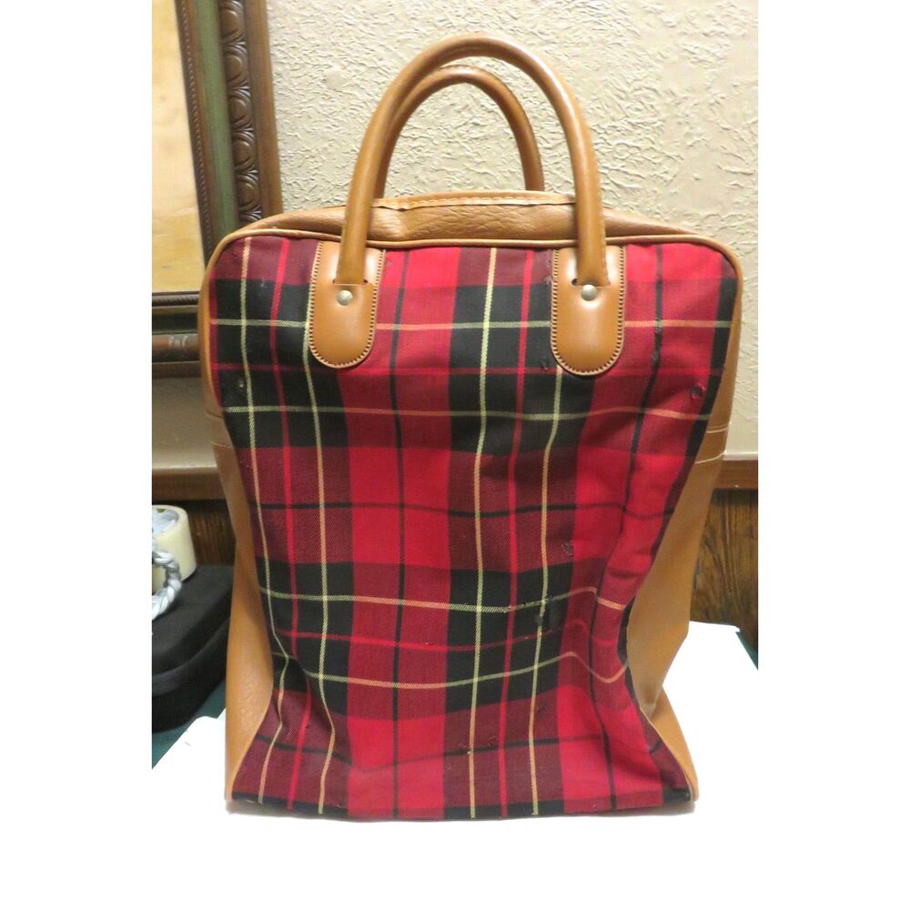 70's Thermos Set of 2 #2484 Quart Flasks with Plaid Carry Case